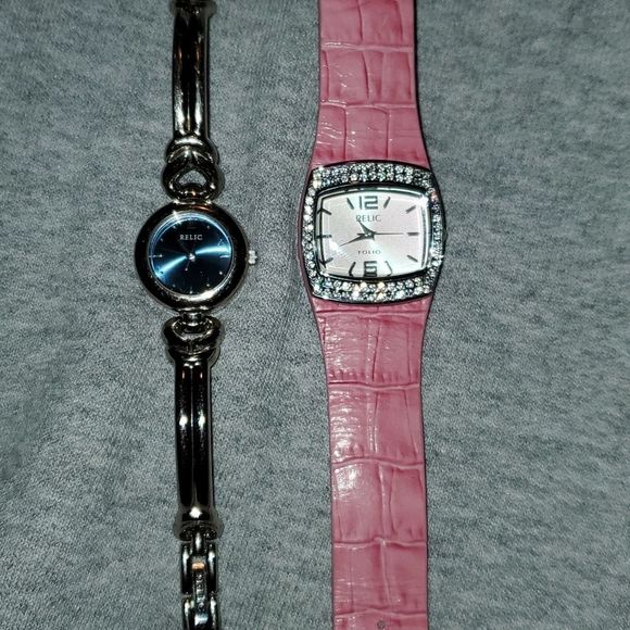 Two‎ Relic Watches ZR33563 ZR33095 Pink Leather Band Silver Bangle Style - Picture 2 of 11